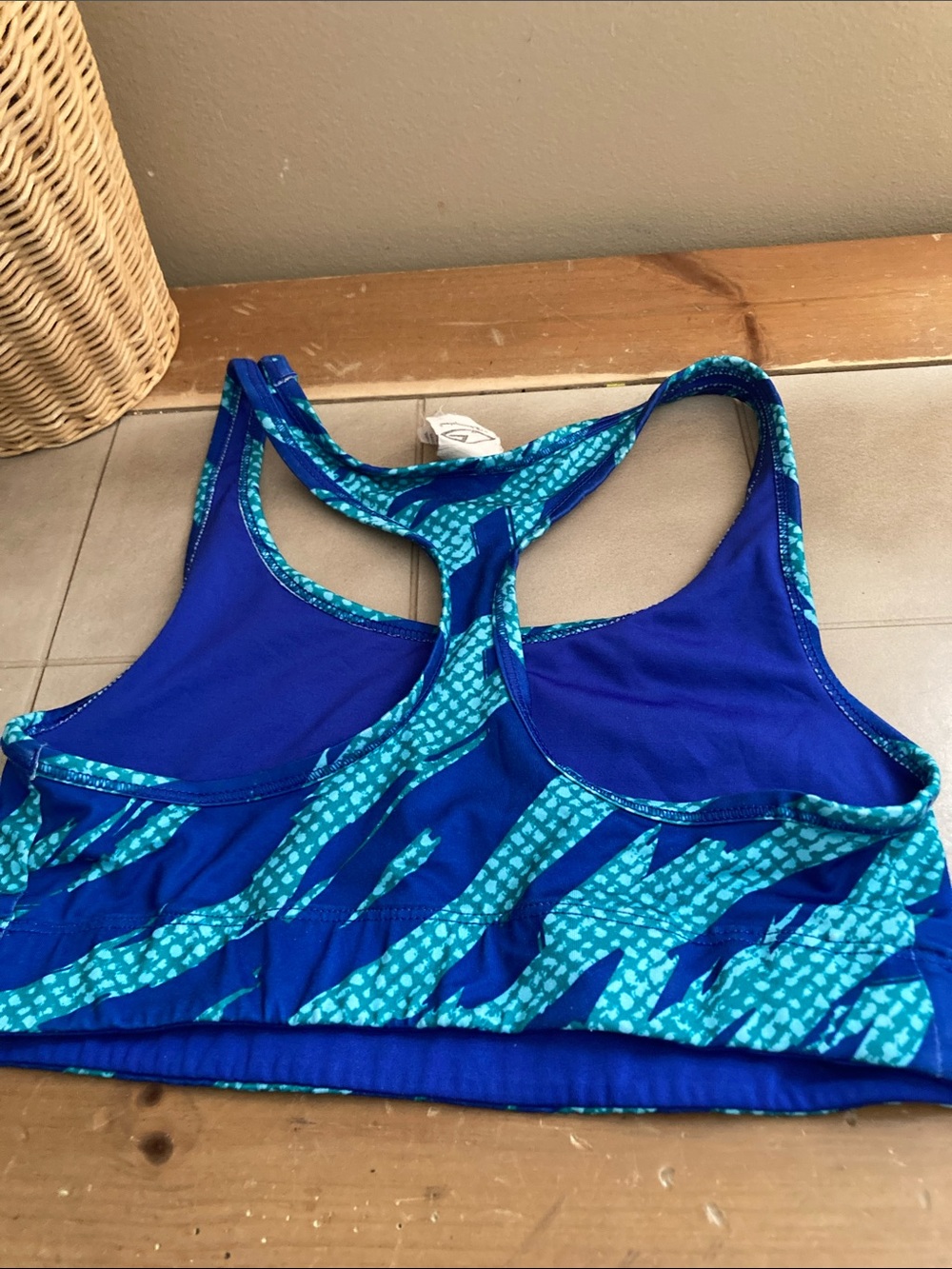 Blue‎ Patterned Racerback Sports Bra S - Picture 2 of 4